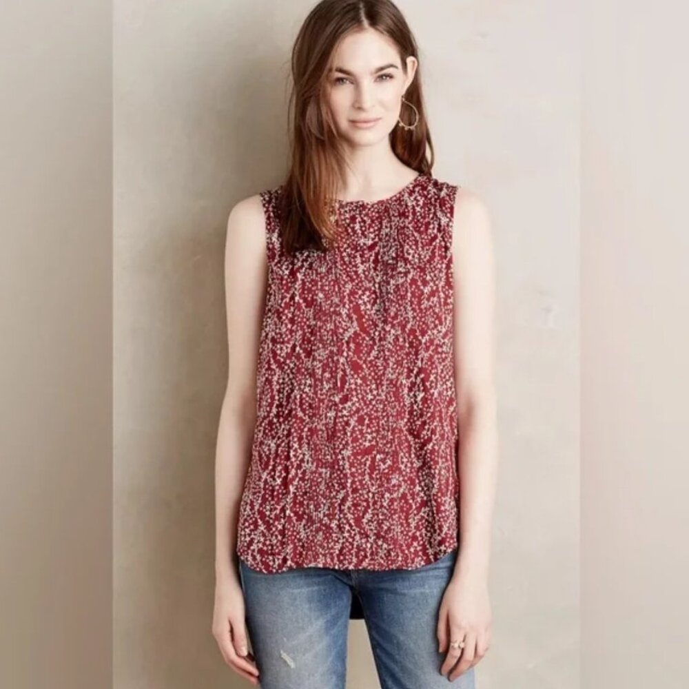 Anthropologie ~ Dolan Left Coast Burgundy & White Jules floral tank top
